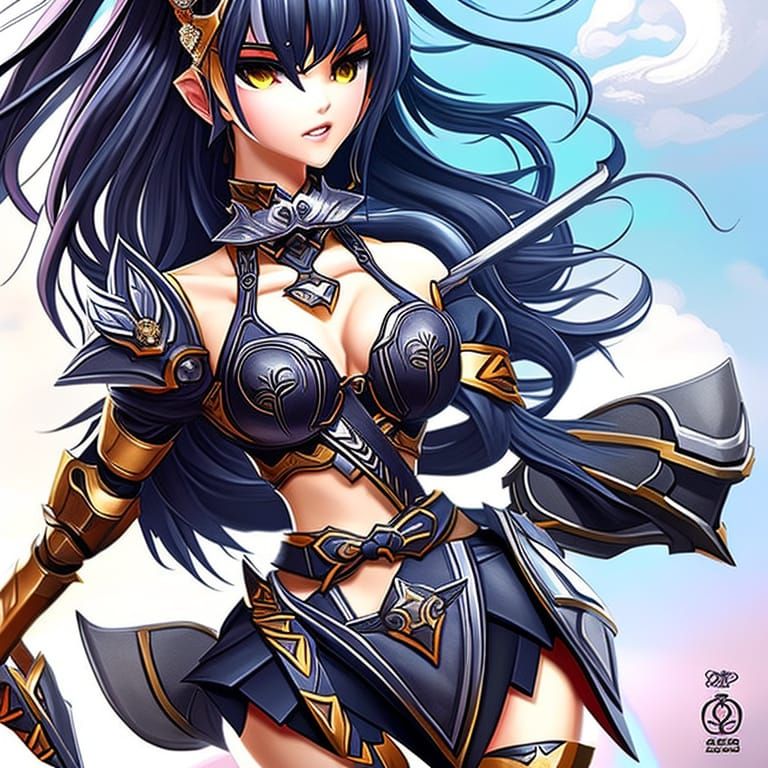 HD wallpaper: Anime Warrior Long Hair Girl | Wallpaper Flare