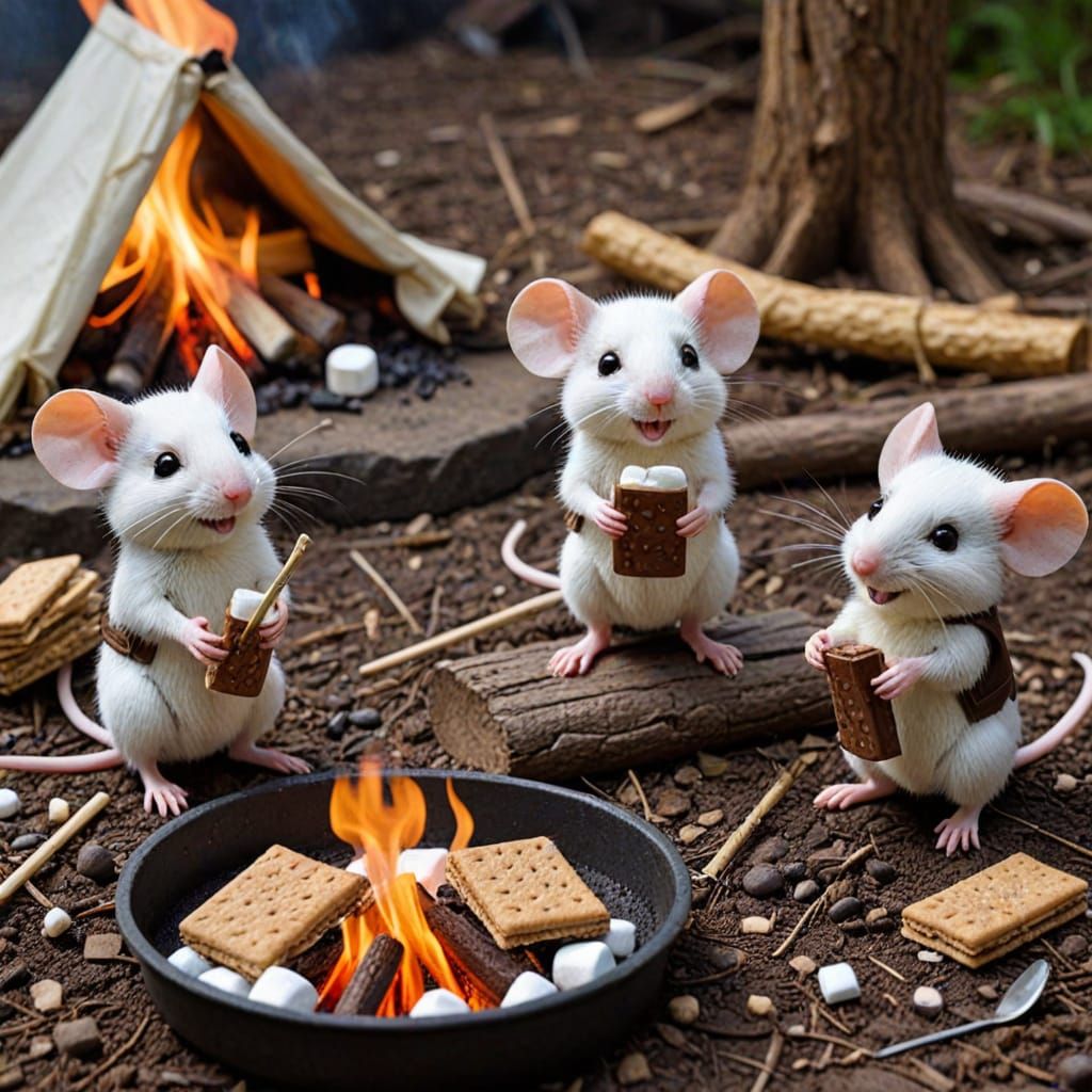 Mice family go camping