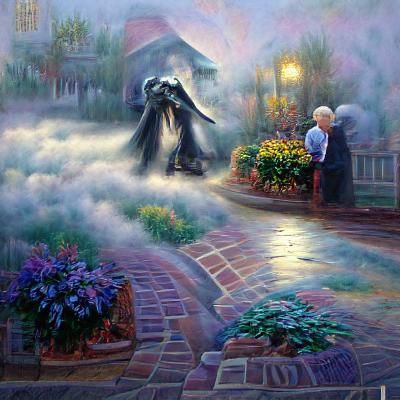 Grim reaper guiding a soul