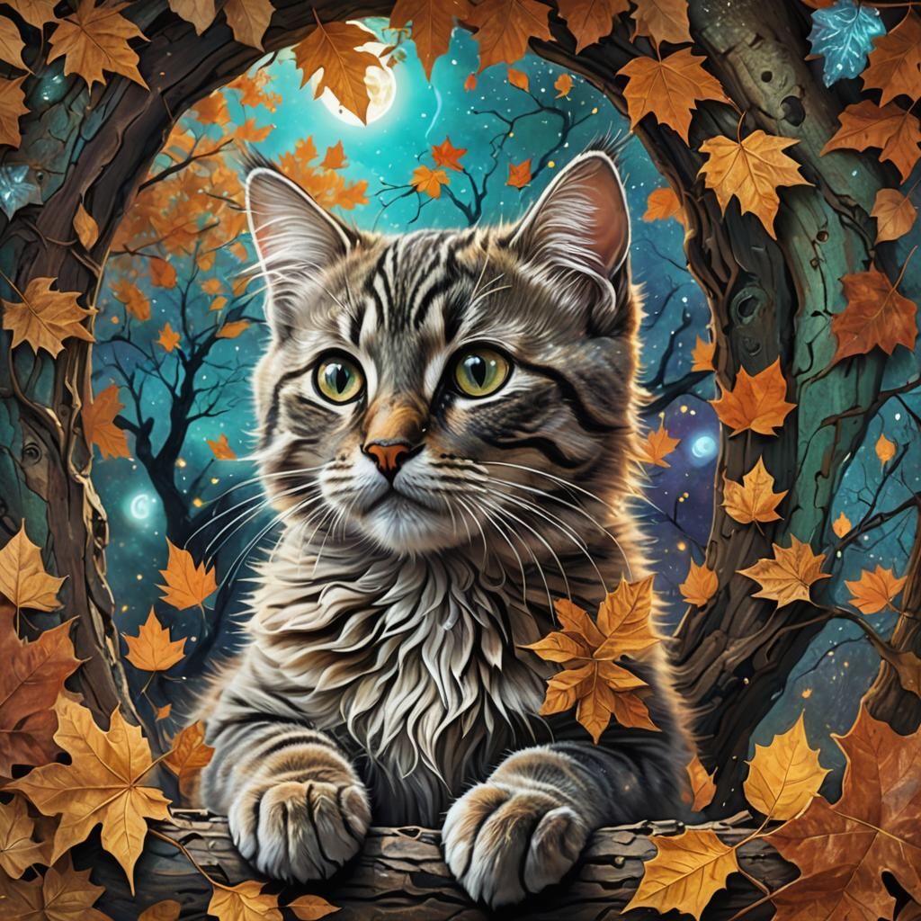 See the kitten on the wall,
        Sporting with the leaves...