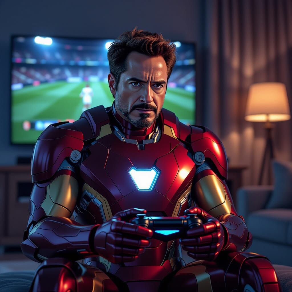 Iron Man Plays PlayStation During El Clásico
