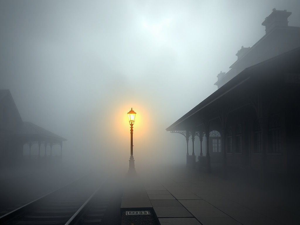 Foggy Train Station