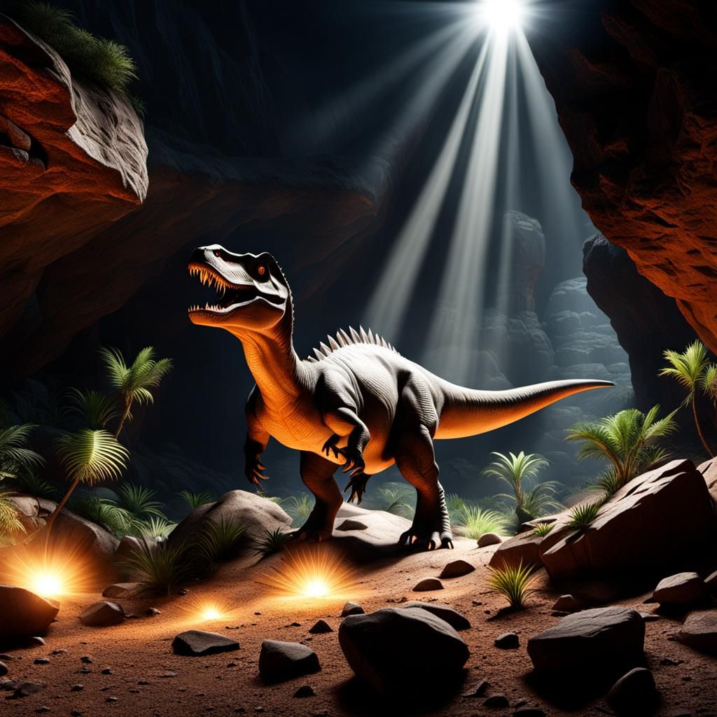 Dino in rocky environment (B) - AI Generated Artwork - NightCafe Creator