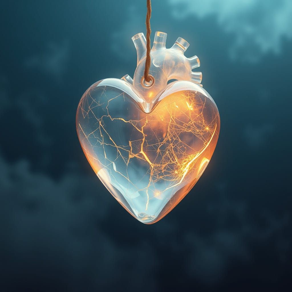 Ethereal Glass Heart in a Cerebral Storm