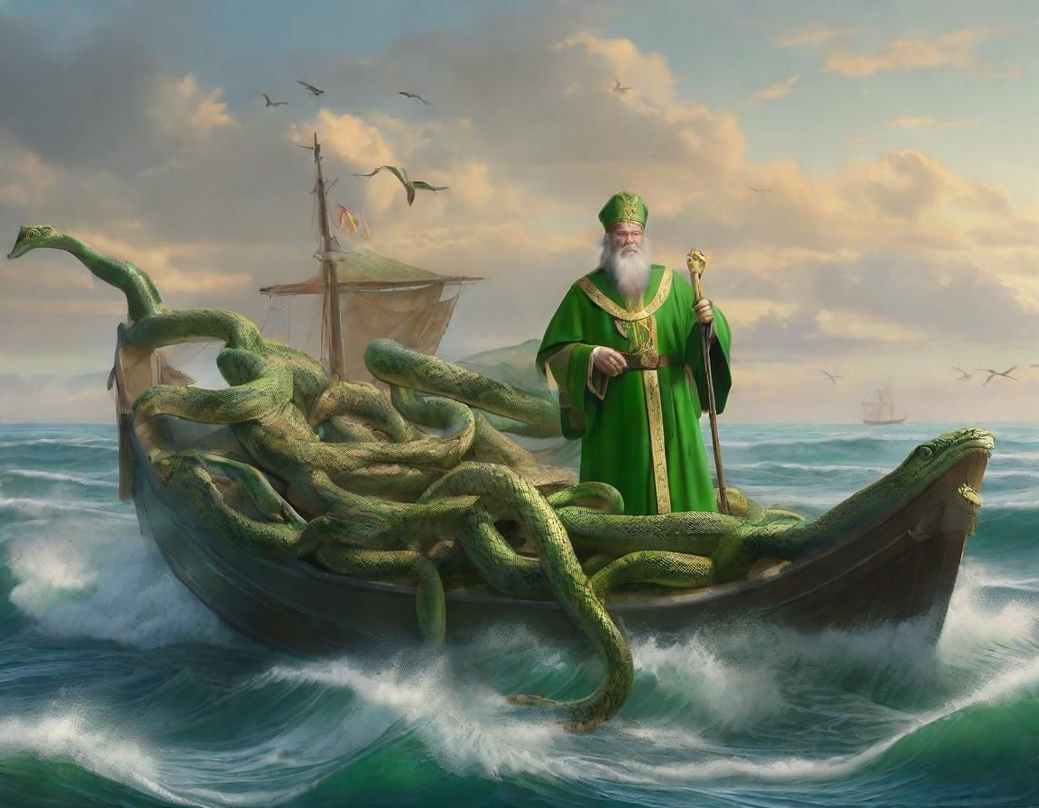 St Patrick, Irish Bishop Banishing the Snakes out of Ireland