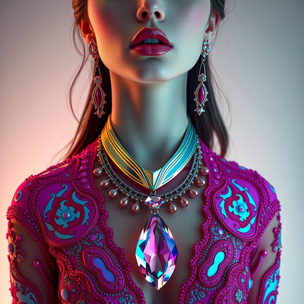 glass jewelry box overflowing with glowing glass jewelry. 