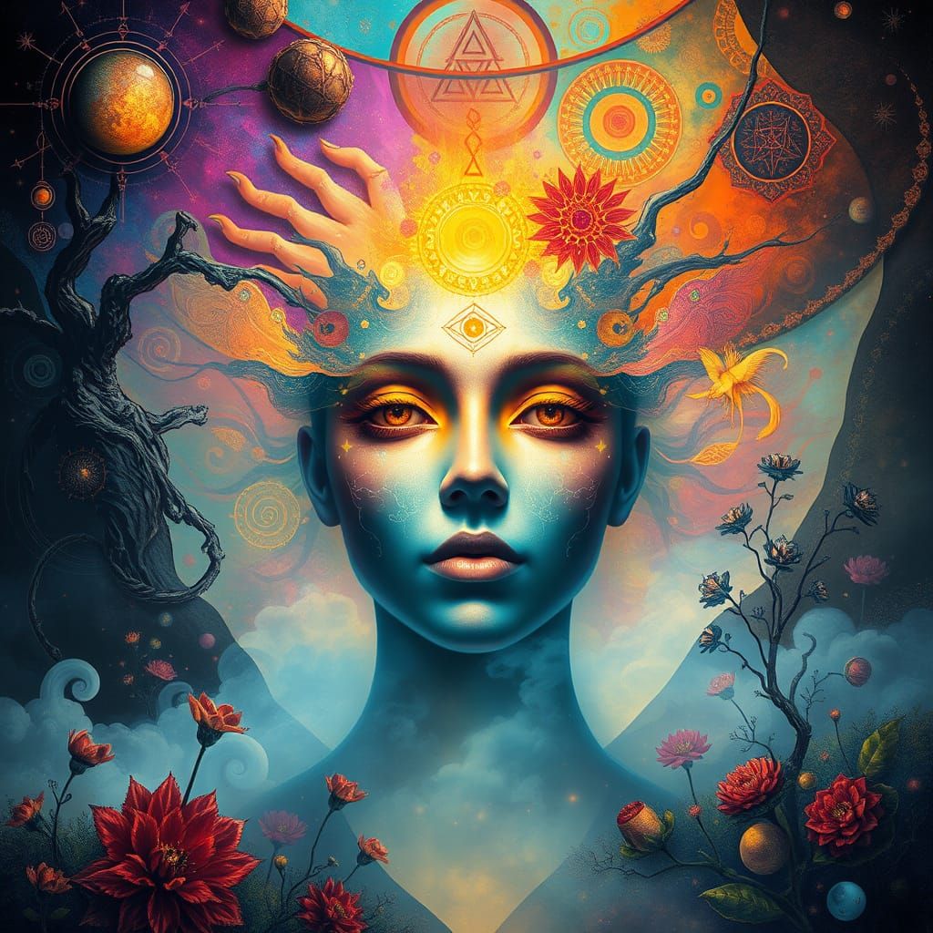 Surreal Dreamface in Ethereal Landscape