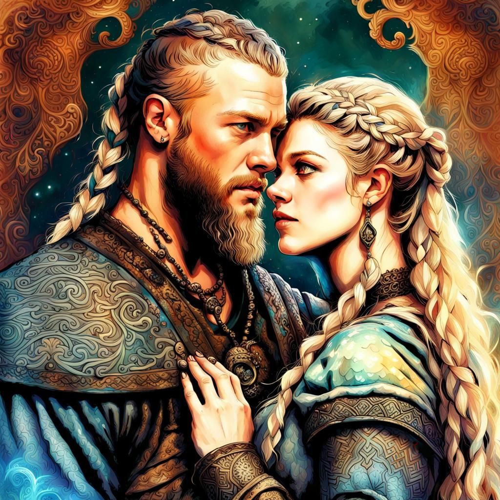 Ragnar and Lagertha Vikings - AI Generated Artwork - NightCafe Creator