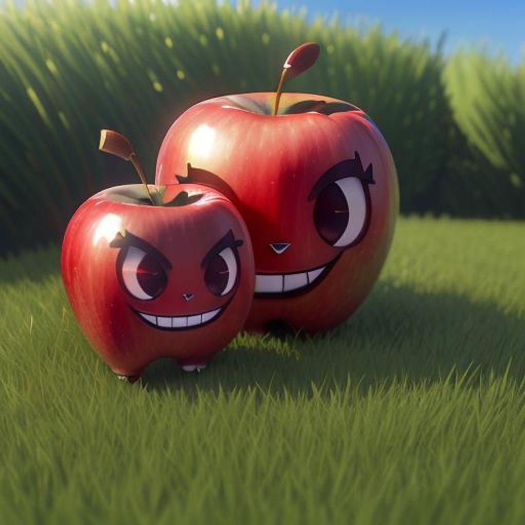 Well shaped happy red apple in style of (Cute Chibi apple:1.5) with ...