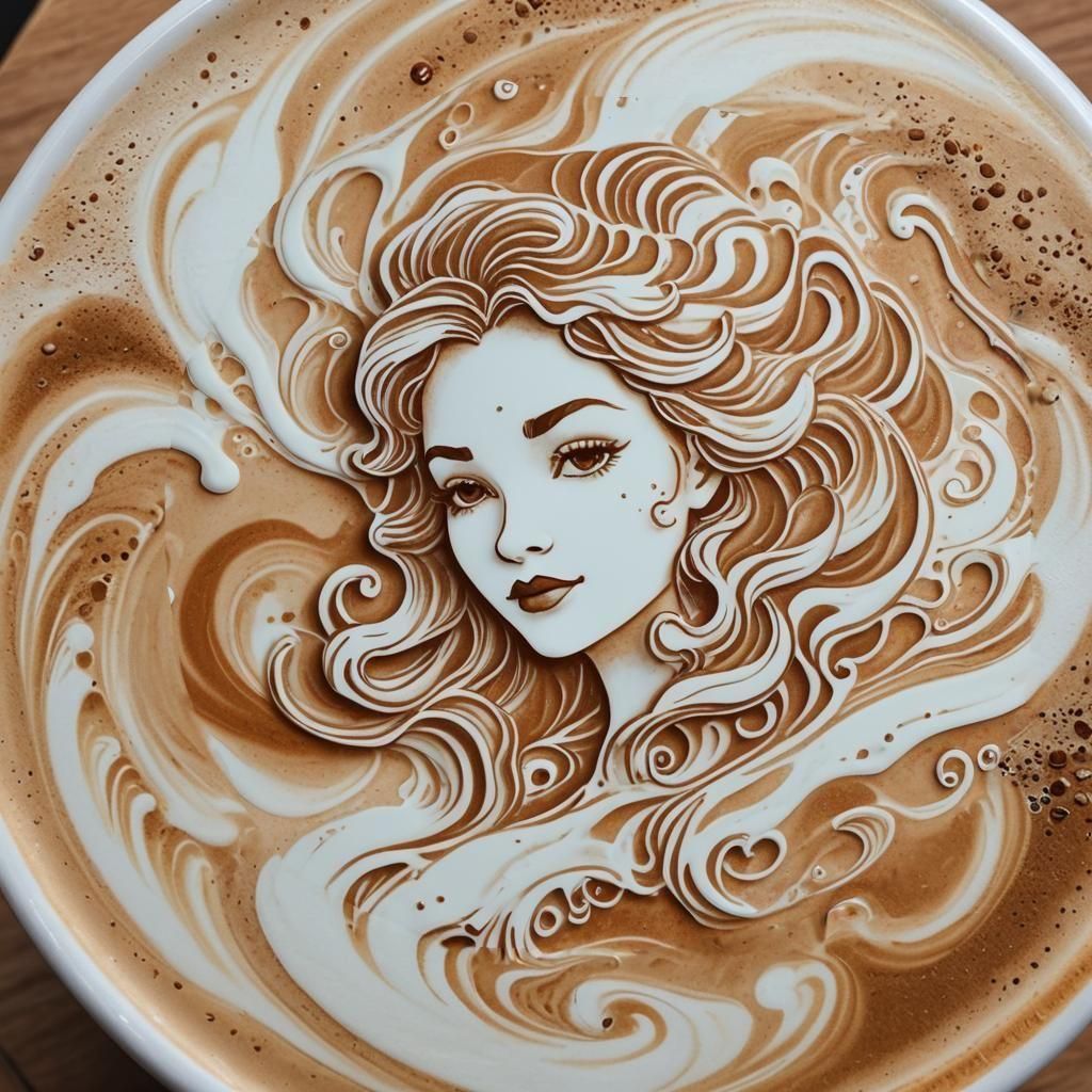 Mermaid coffee art  by @Ana