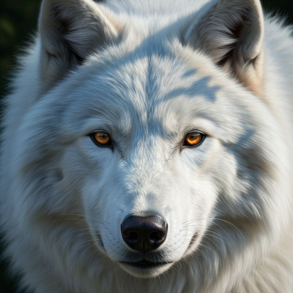 Hyperrealistic White Wolf Portrait in Sunlight