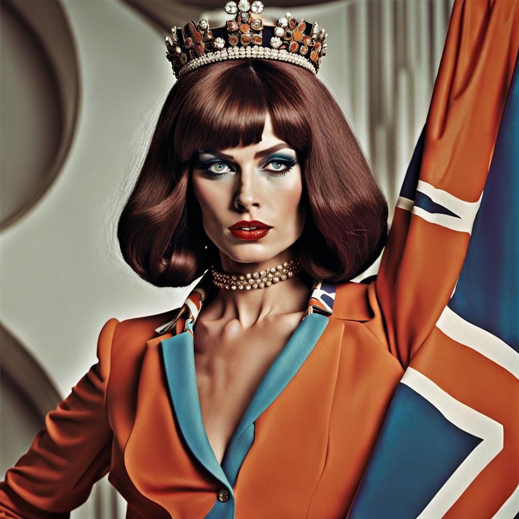 Retro 70s UK mod; “What do you mean, she’s the queen?!?”; in...