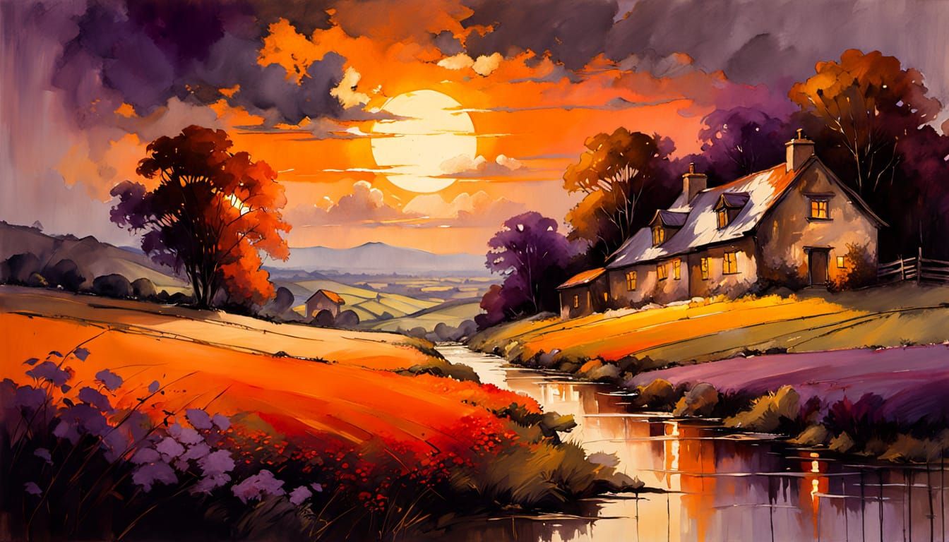 Watercolor painting: English country village  by @JBrosque