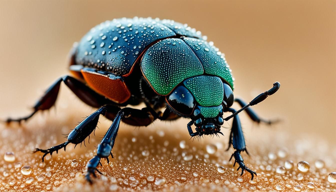 Namibian Desert Beetle using its special skin to absorb moisture from the sand  by @Patrick Francart