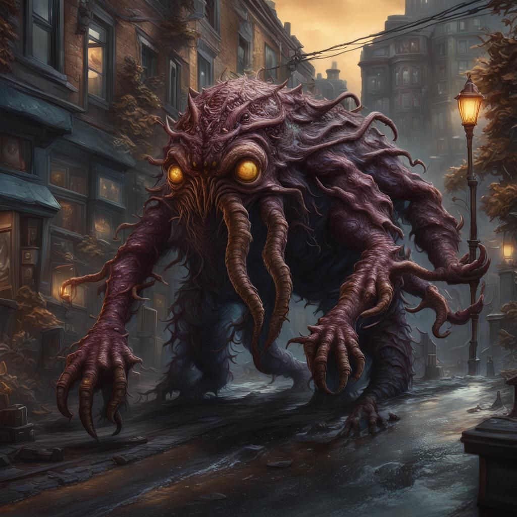 Busy lovecraftian monster who overslept rushing to get to wo...
