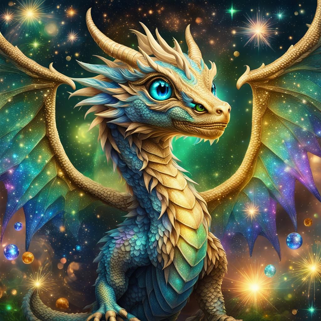 A beautiful magical big blue eyes, cute face, fantasy divine...