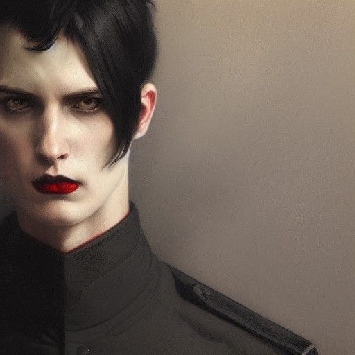 A hyper realistic portrait of a young man with short black h...