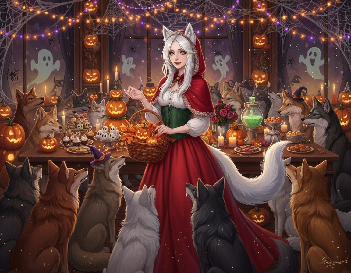 Halloween Wolfie and Pack  by @Wolfie