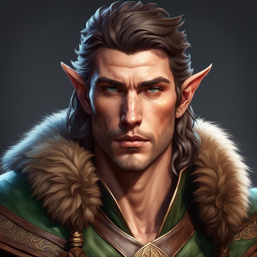 Half-elf druid-ranger, leather fur armor - AI Generated Artwork ...