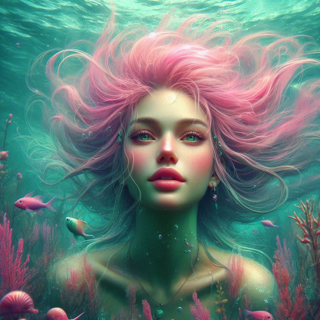 Pink and Green Mermaid