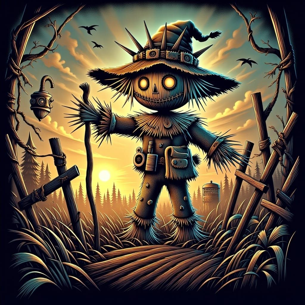 <lora:Steampunk Scarecrows:1.0> the statue of liberty, grunge, high contrast, rich colours, scarecrow
