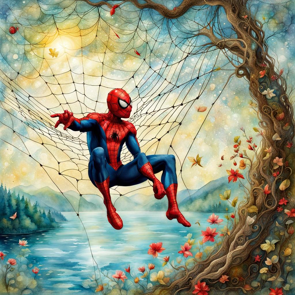 Spider-Man trying to relax in his holidays   by @Ursula