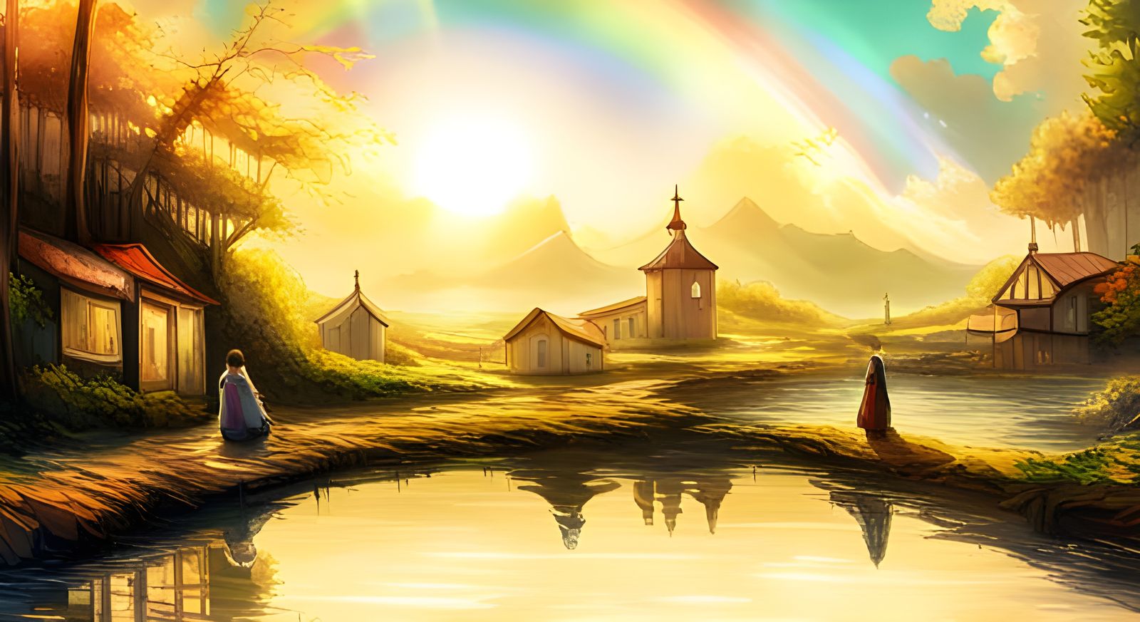 Rainbow Near a Lake (SDXL)