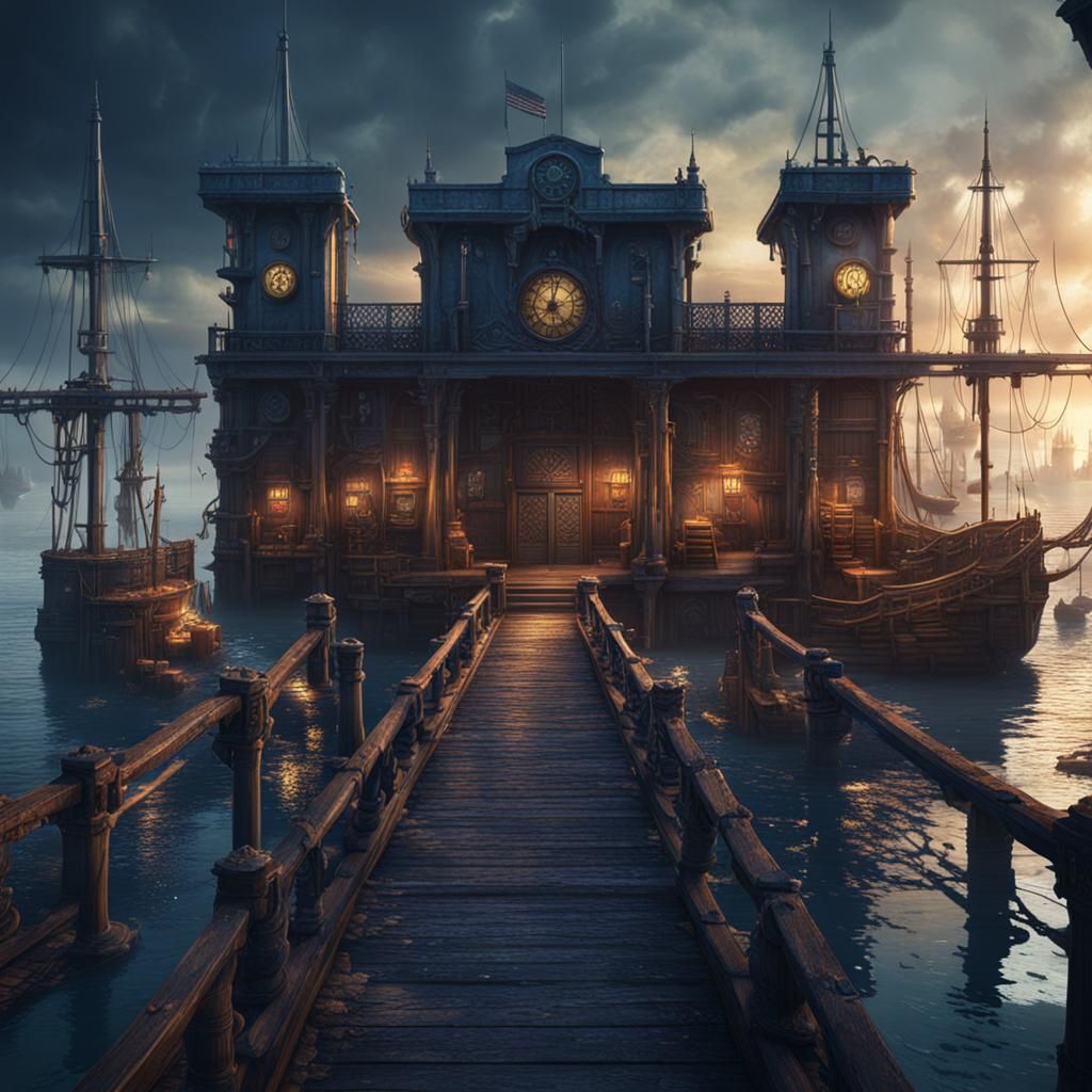 navy dock by the water