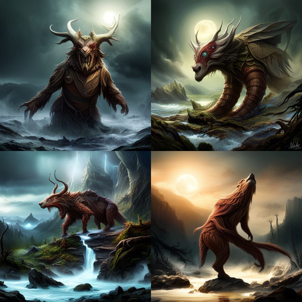 A creature made of wood, Epic cinematic brilliant stunning i...