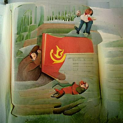Soviet comrade storybook illustration
