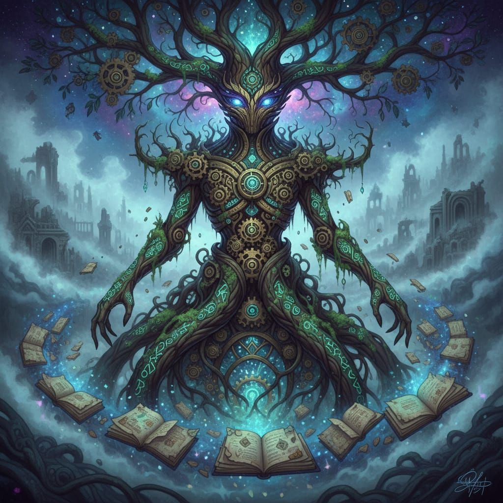 A majestic, ancient tree spirit beckons with its arms