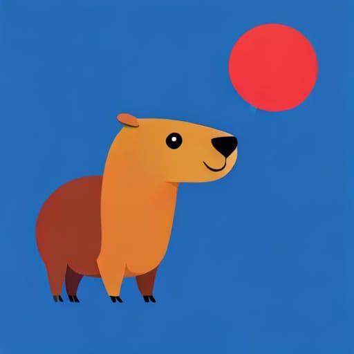 "Create a fun and whimsical illustration of a capybara, with...