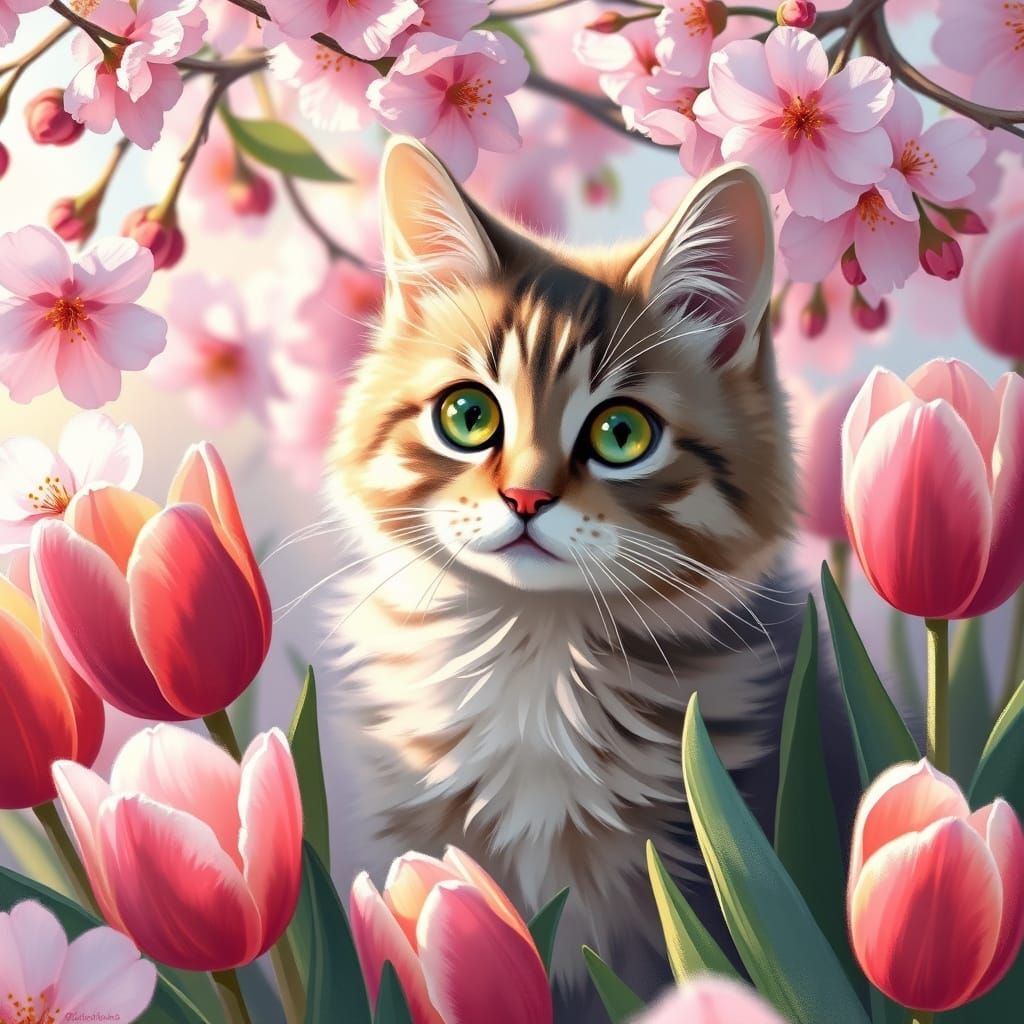 Cat in spring  by @Setra134