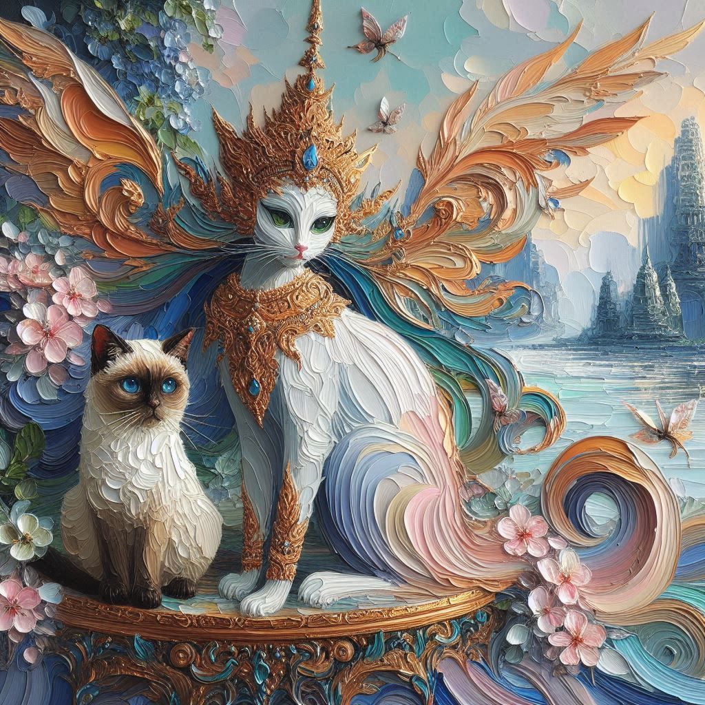 Cat fairy and cat.