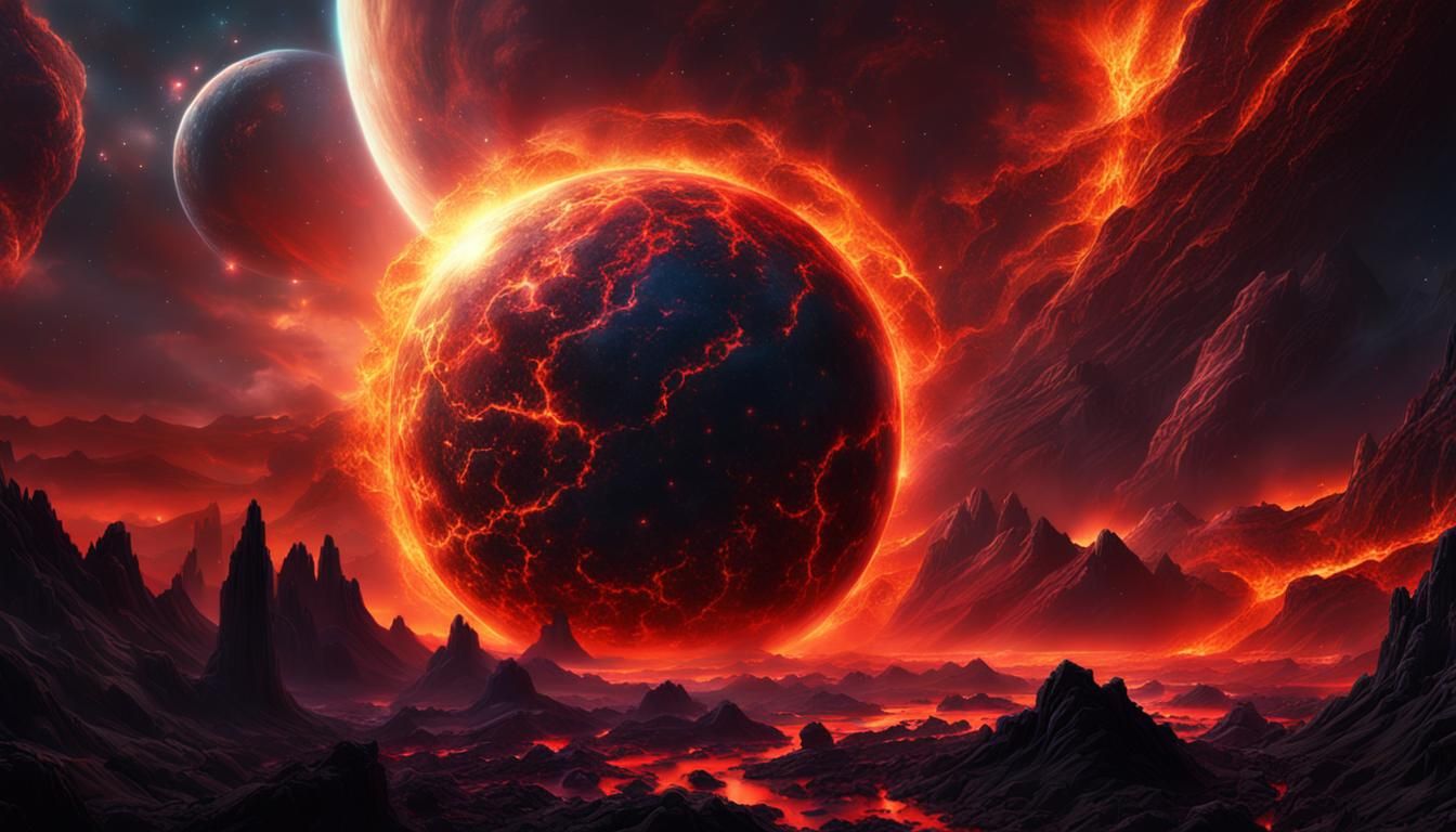 Epic Lava Planet Nebula Galaxy: Digital Matte Painting