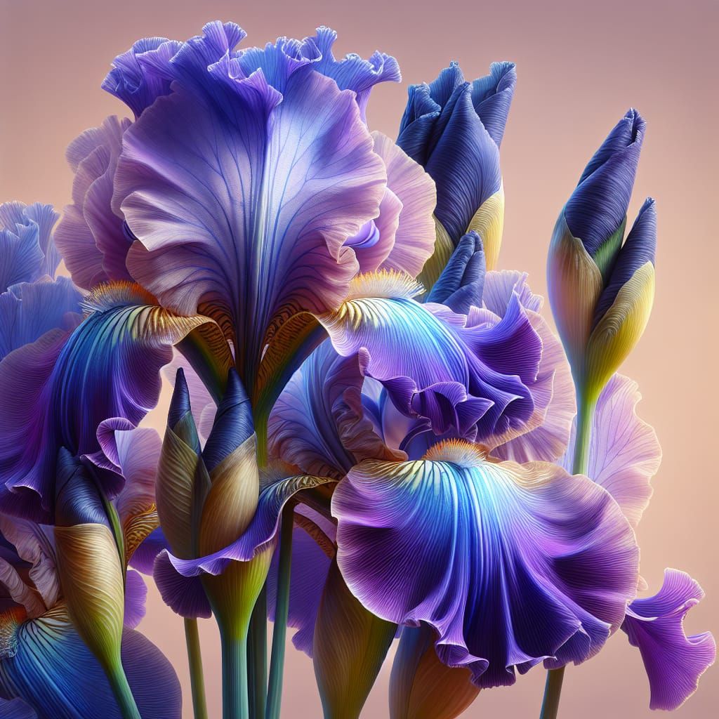  close-up of iris flowers  by @D
