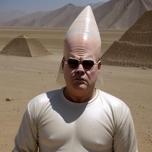 Conehead Aliens, in Ancient Nasca AI Generated Artwork NightCafe