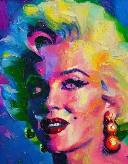 Marilyn Monroe, neo-impressionism expressionist style oil painting ...