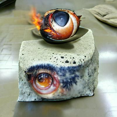 Ceramic eye raku fired hyperrealism