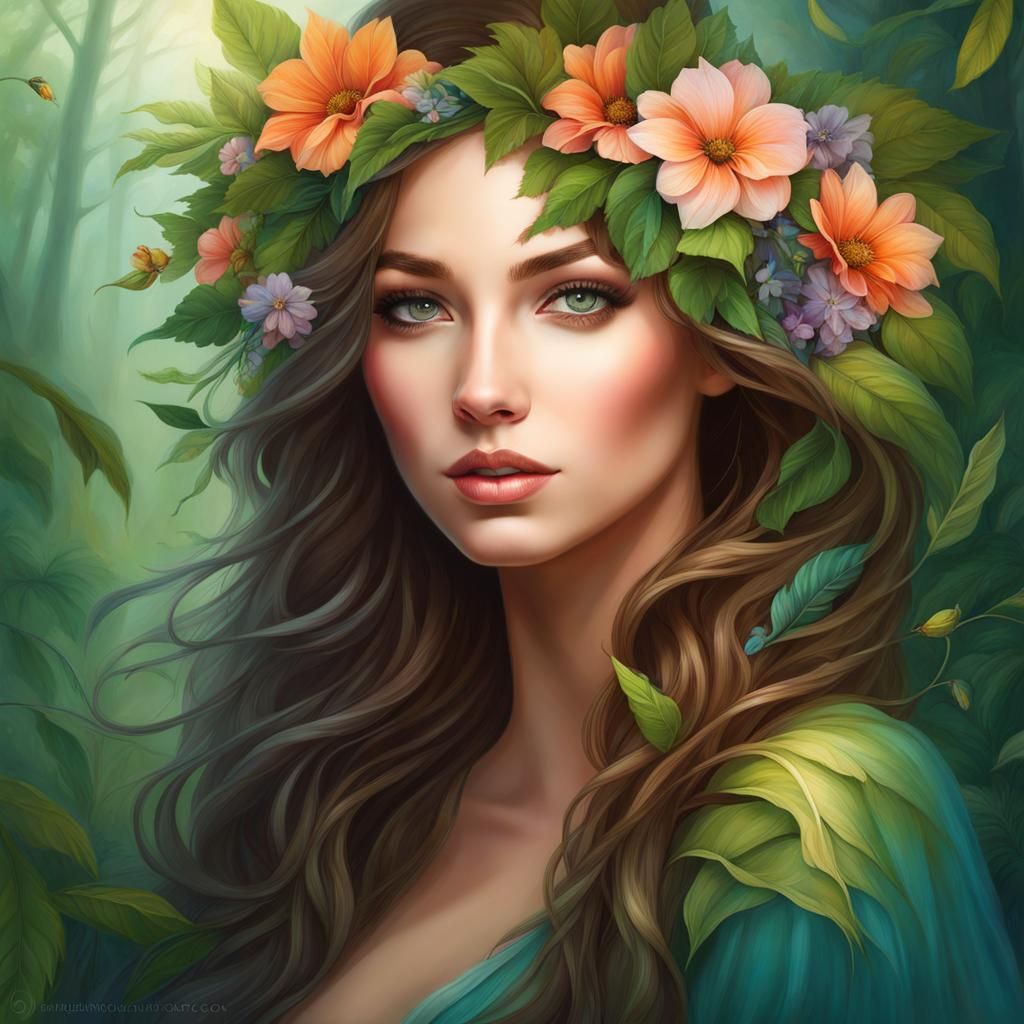 Portrait with flowers - AI Generated Artwork - NightCafe Creator