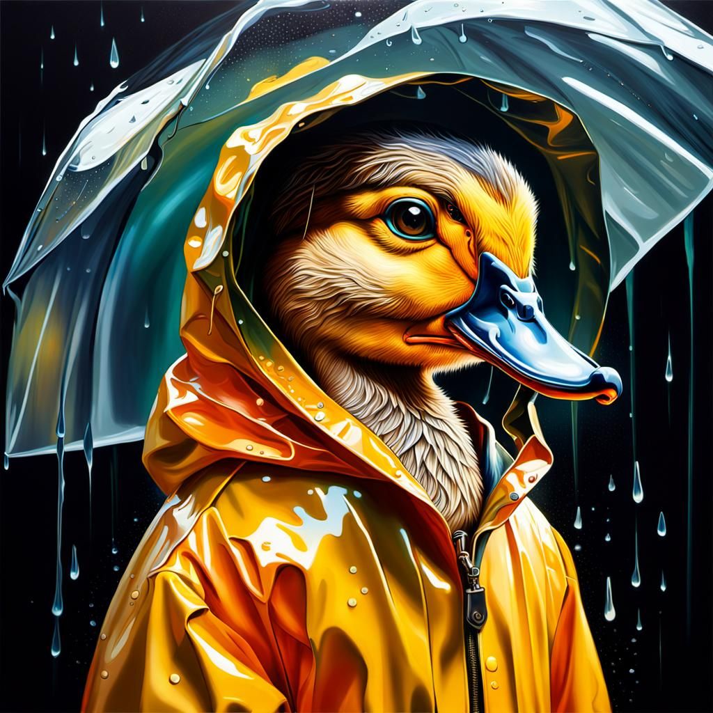 Duck in the pouring rain