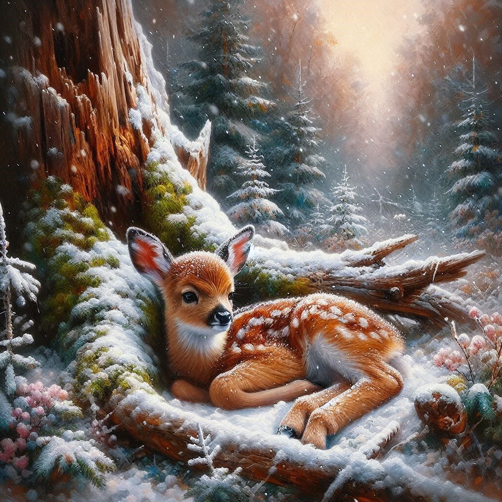 fawn in the snow