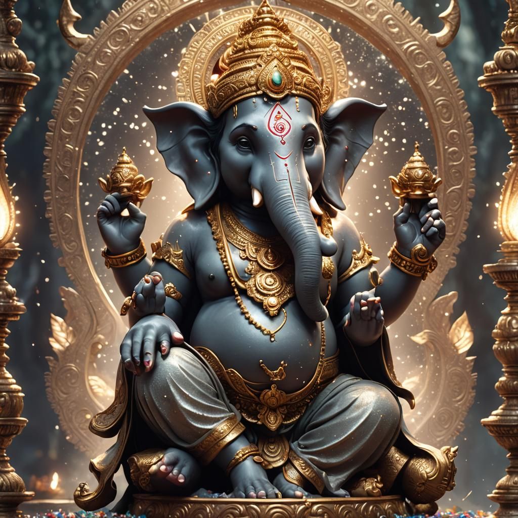 Ganesha sparkling finalRender ethereal CGSociety  by @Sundari