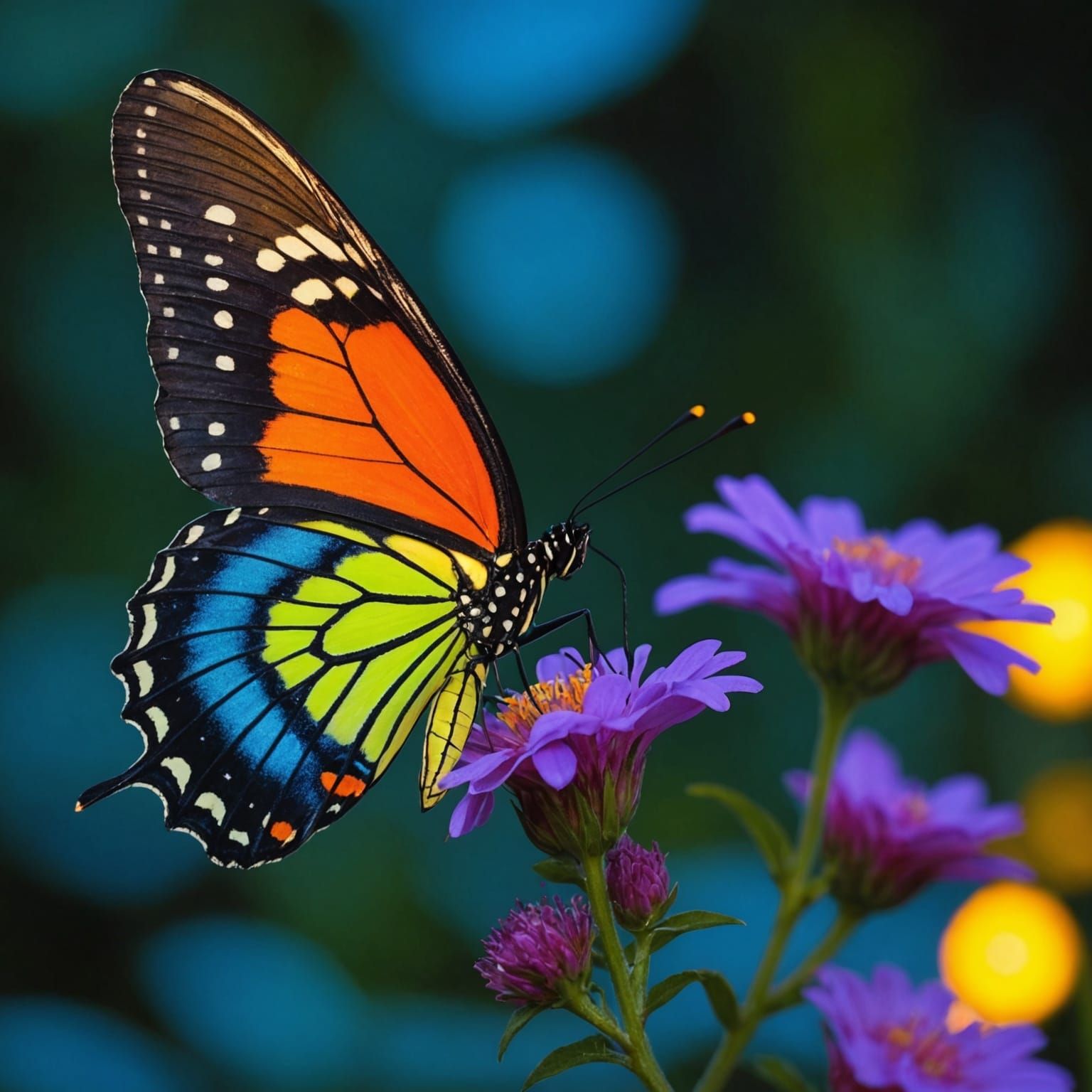 Fluorescent Butterfly at dusk