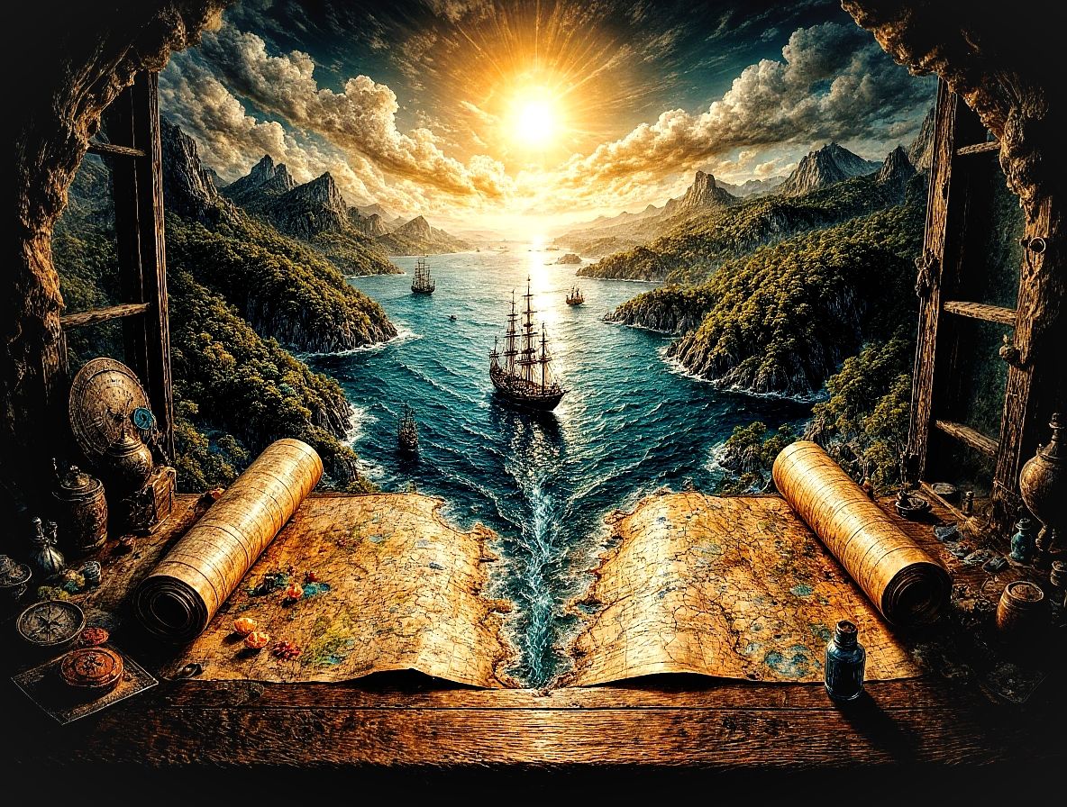 Treasure Map. In search of the cherished treasure island...