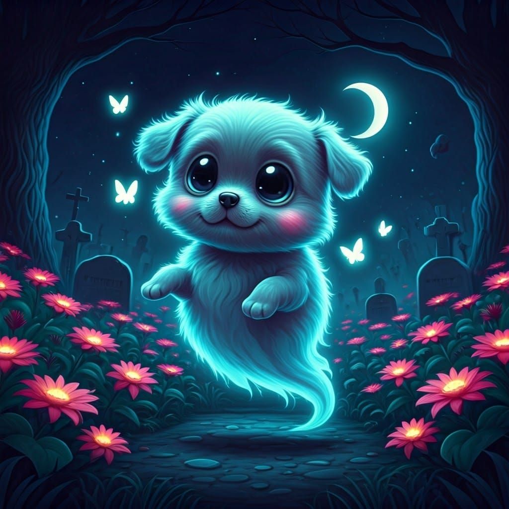 Ghost of a puppy  by @Creepyskeleton