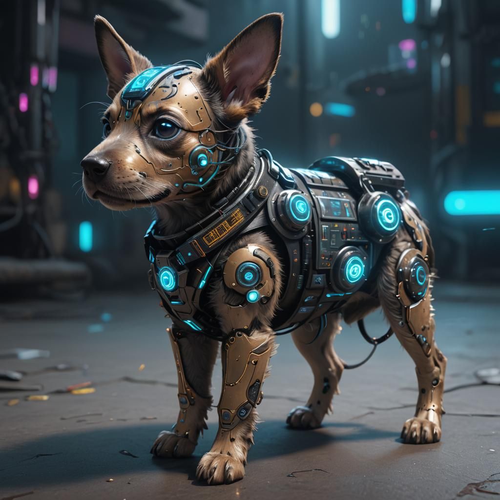 a puppy biopunk  by @Dometi George