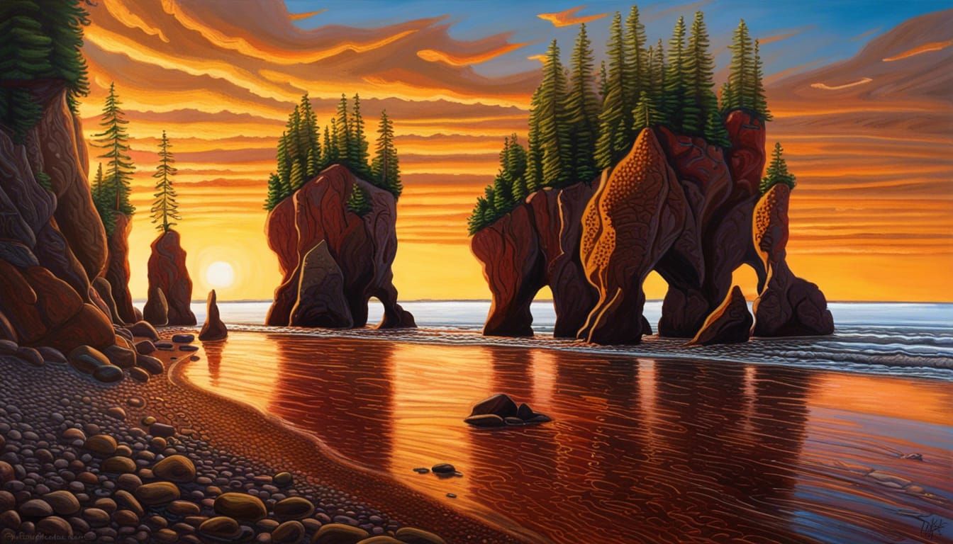 Hopewell Rocks, Bay of Fundy, Nova Scotia, Canada 🇨🇦 - AI Generated ...