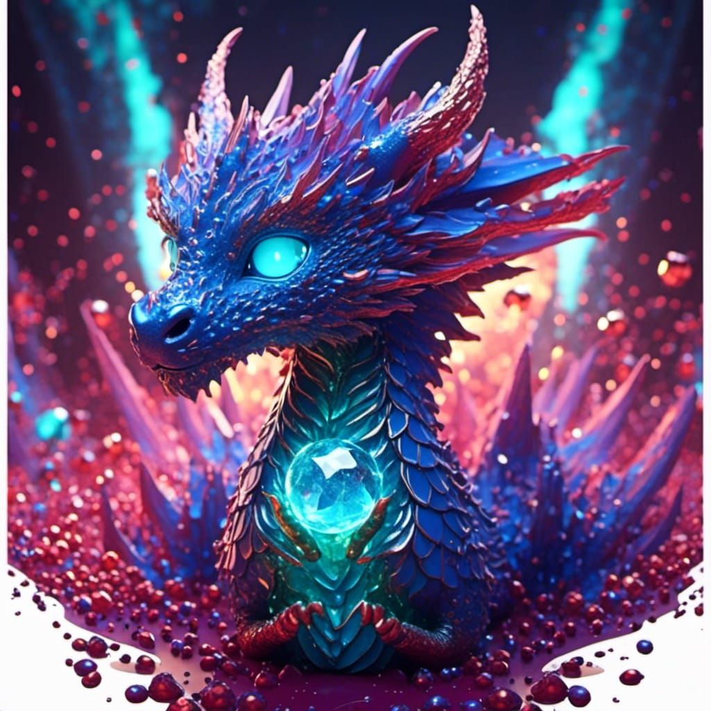 <lora:eye:1.0> Adorable crystal glittering dragon