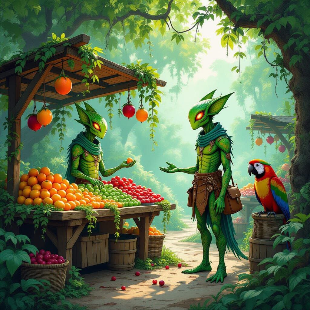 An alien farmer's market 
  by @Dan